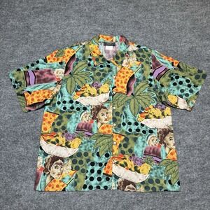 Vintage Colorful Floral Painting Button Up Breeches Made in USA Size 10 Hawaiian